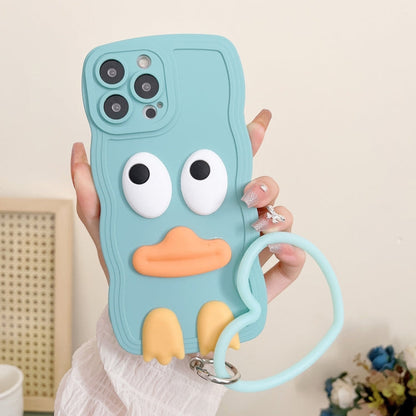 Wave Edge Big Duck Silicone Phone Case with Wristband, For iPhone 14, For iPhone 14 Plus, For iPhone 14 Pro, For iPhone 14 Pro Max