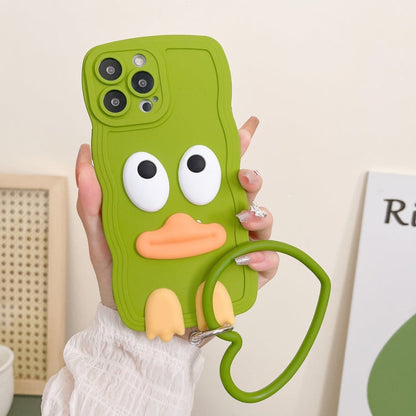 Wave Edge Big Duck Silicone Phone Case with Wristband, For iPhone 11 Pro Max, For iPhone 13 mini