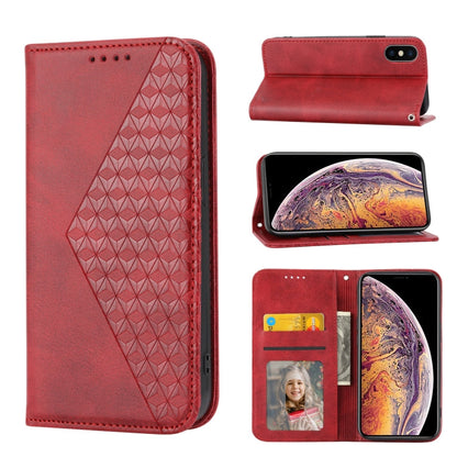 Cubic Grid Calf Texture Magnetic Closure Leather Phone Case, For iPhone 11 Pro, For iPhone 11 Pro Max, For iPhone X / XS, For iPhone XR