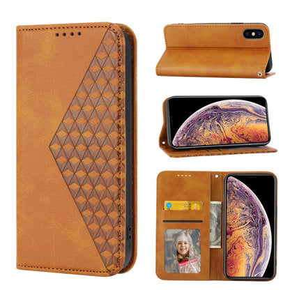 Cubic Grid Calf Texture Magnetic Closure Leather Phone Case, For iPhone 11 Pro, For iPhone 11 Pro Max, For iPhone X / XS, For iPhone XR