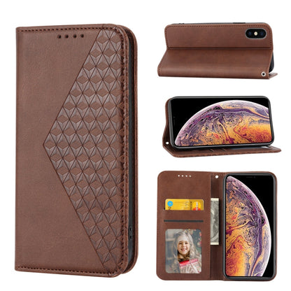 Cubic Grid Calf Texture Magnetic Closure Leather Phone Case, For iPhone XS Max, For iPhone SE 2022 / SE 2020 / 7 / 8, For iPhone 7 Plus / 8 Plus