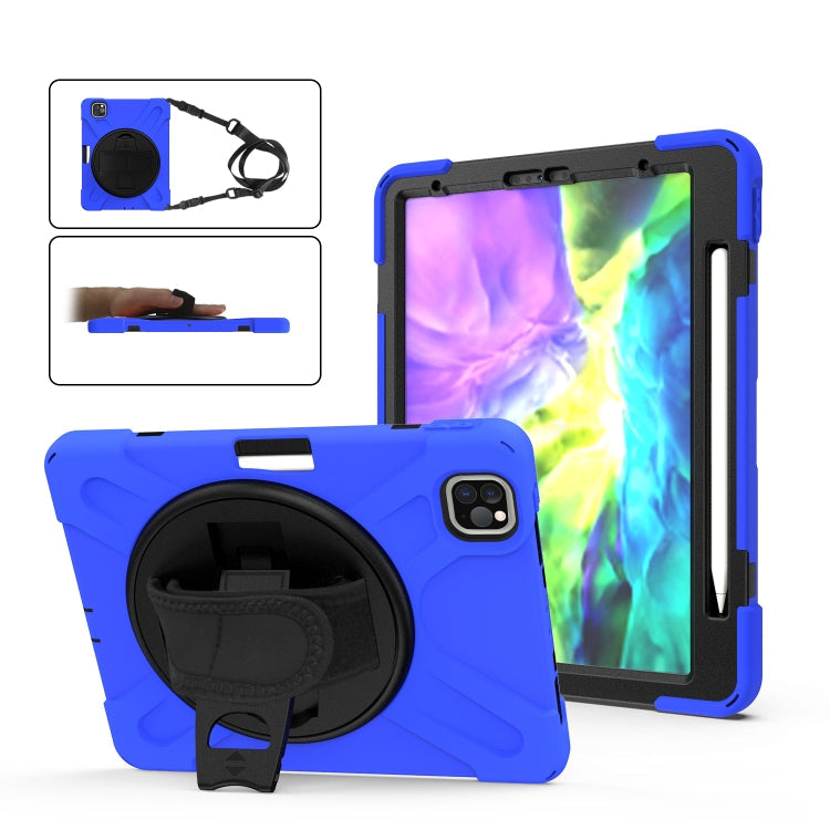 For iPad Pro 12.9 (2020) 360 Degree Rotation Silicone Protective Cover with Holder & Hand Strap & Long Strap & Pencil Slot, For iPad Pro 12.9 2020 / 2018