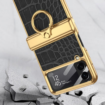 GKK Integrated Plating + Leather Flip Phone Case, For Samsung Galaxy Z Flip4
