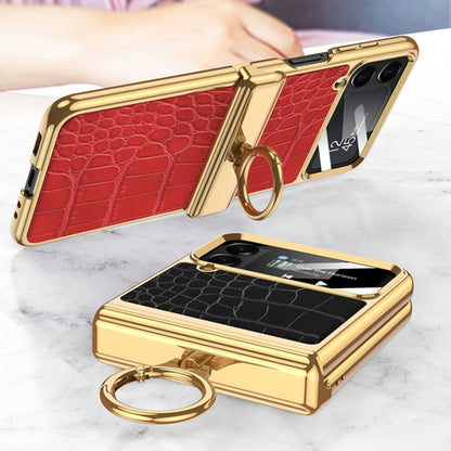 GKK Integrated Plating + Leather Flip Phone Case, For Samsung Galaxy Z Flip4