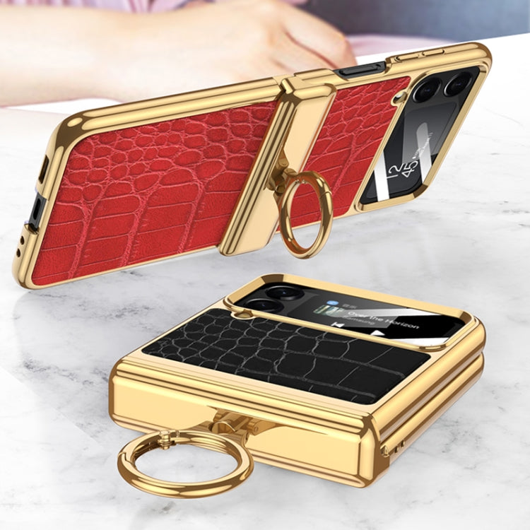 GKK Integrated Plating + Leather Flip Phone Case, For Samsung Galaxy Z Flip4
