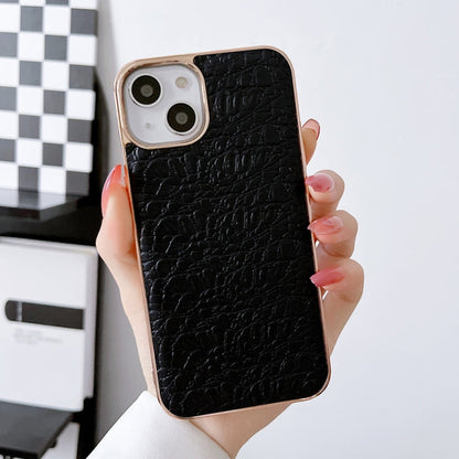 Sky Series Nano Electroplating Genuine Leather Phone Case, For iPhone 14 Pro Max