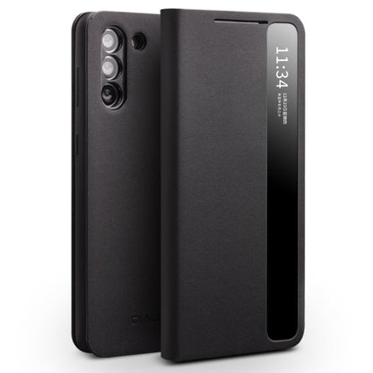 QIALINO Genuine Leather Side Window View Smart Phone Case, For Samsung Galaxy Note20 Ultra, For Samsung Galaxy S21 5G, For Samsung Galaxy S21+ 5G