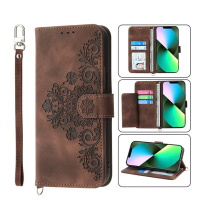 Skin-feel Flowers Embossed Wallet Leather Phone Case, For iPhone 12 Pro Max, For iPhone 12 / 12 Pro, For iPhone 12 mini, For iPhone 11 Pro Max