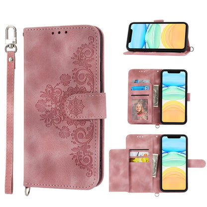 Skin-feel Flowers Embossed Wallet Leather Phone Case, For iPhone 12 Pro Max, For iPhone 12 / 12 Pro, For iPhone 12 mini, For iPhone 11 Pro Max