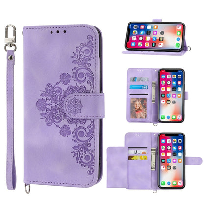 Skin-feel Flowers Embossed Wallet Leather Phone Case, For iPhone 11 Pro, For iPhone 11, For iPhone XS Max, For iPhone XS / X