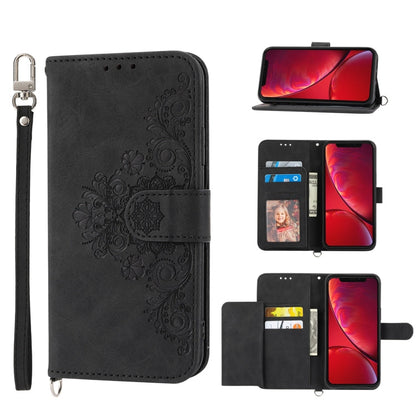 Skin-feel Flowers Embossed Wallet Leather Phone Case, For iPhone XR, For iPhone SE 2022 / SE 2020 / 8 / 7, For iPhone 8 Plus / 7 Plus