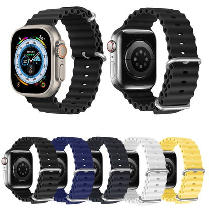 DUX DUCIS Sea Wave Silicone Watch Band For Apple Watch, Series 8&7 45mm / SE 2&6&SE&5&4 44mm / 3&2&1 42mm