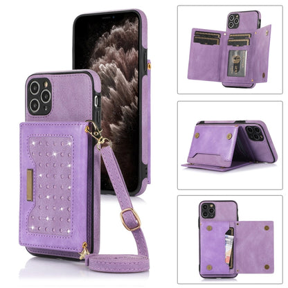 Three-fold RFID Leather Phone Case with Lanyard, For iPhone 11, For iPhone 12, For iPhone 11 Pro, For iPhone 11 Pro Max