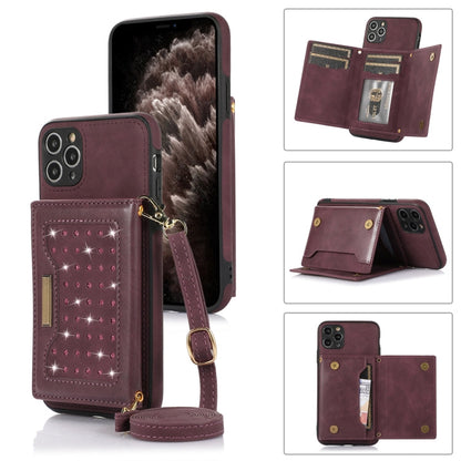 Three-fold RFID Leather Phone Case with Lanyard, For iPhone 11, For iPhone 12, For iPhone 11 Pro, For iPhone 11 Pro Max