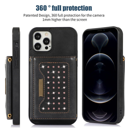 Three-fold RFID Leather Phone Case with Lanyard, For iPhone 12 Pro Max, For iPhone 13, For iPhone 13 Mini, For iPhone 13 Pro