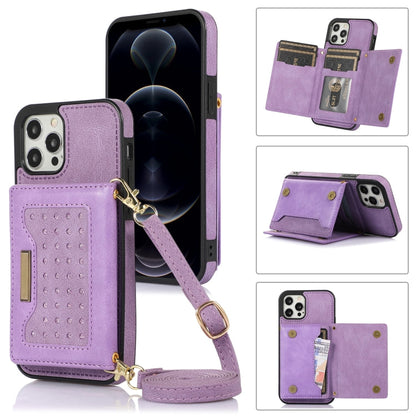 Three-fold RFID Leather Phone Case with Lanyard, For iPhone 12 Pro Max, For iPhone 13, For iPhone 13 Mini, For iPhone 13 Pro