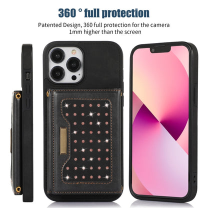 Three-fold RFID Leather Phone Case with Lanyard, For iPhone 13 Pro Max, For iPhone 14, For iPhone 14 Plus, For iPhone 14 Pro
