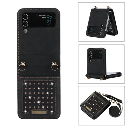 Three-fold RFID Leather Phone Case with Lanyard, For Samsung Galaxy Z Flip3 5G, For Samsung Galaxy Z Flip4, For Samsung Galaxy Note20 Ultra, For Samsung Galaxy S20