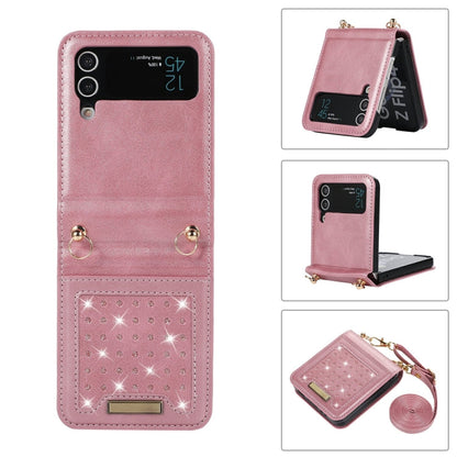 Three-fold RFID Leather Phone Case with Lanyard, For Samsung Galaxy Z Flip3 5G, For Samsung Galaxy Z Flip4, For Samsung Galaxy Note20 Ultra, For Samsung Galaxy S20