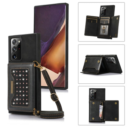 Three-fold RFID Leather Phone Case with Lanyard, For Samsung Galaxy Z Flip3 5G, For Samsung Galaxy Z Flip4, For Samsung Galaxy Note20 Ultra, For Samsung Galaxy S20