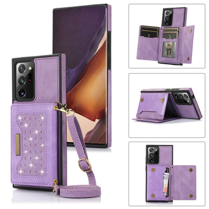 Three-fold RFID Leather Phone Case with Lanyard, For Samsung Galaxy Z Flip3 5G, For Samsung Galaxy Z Flip4, For Samsung Galaxy Note20 Ultra, For Samsung Galaxy S20