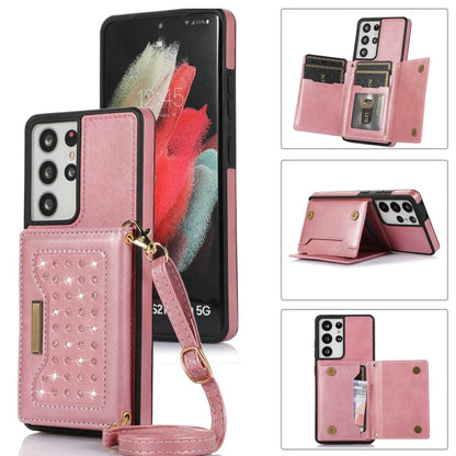 Three-fold RFID Leather Phone Case with Lanyard, For Samsung Galaxy S21 Ultra, For Samsung Galaxy S22+, For Samsung Galaxy S21+, For Samsung Galaxy S21 FE