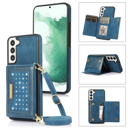 Three-fold RFID Leather Phone Case with Lanyard, For Samsung Galaxy S21 Ultra, For Samsung Galaxy S22+, For Samsung Galaxy S21+, For Samsung Galaxy S21 FE