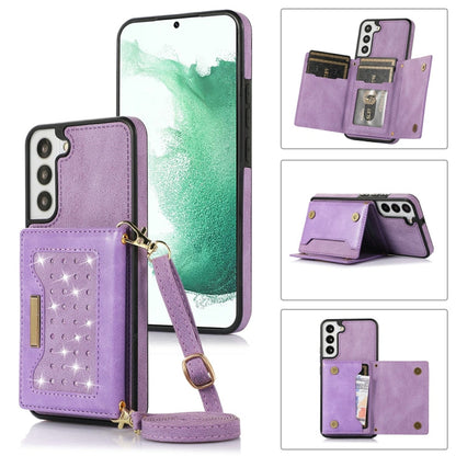 Three-fold RFID Leather Phone Case with Lanyard, For Samsung Galaxy S21 Ultra, For Samsung Galaxy S22+, For Samsung Galaxy S21+, For Samsung Galaxy S21 FE