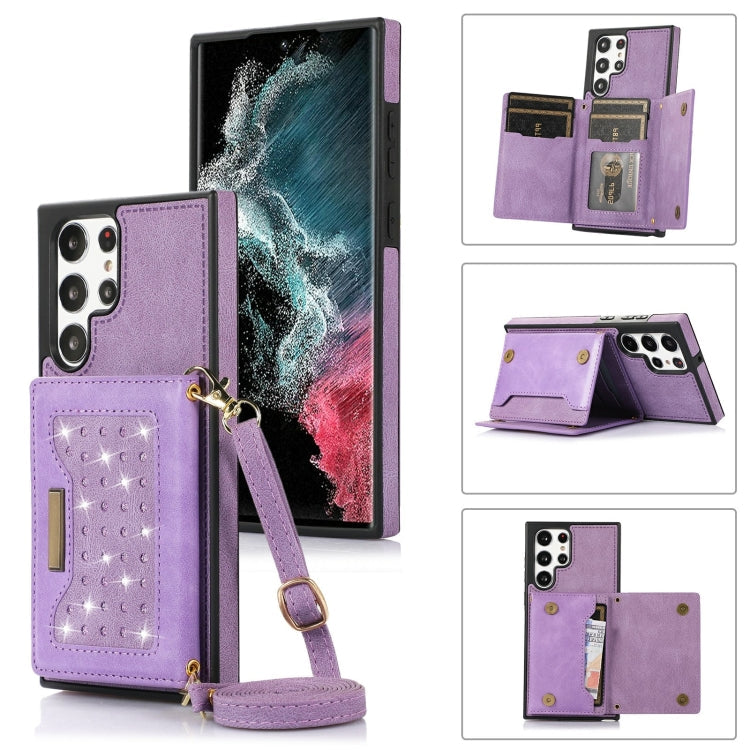 Three-fold RFID Leather Phone Case with Lanyard, For Samsung Galaxy S22 Ultra, For iPhone 12 Pro