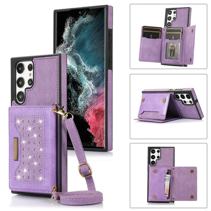 Three-fold RFID Leather Phone Case with Lanyard, For Samsung Galaxy S22 Ultra, For iPhone 12 Pro