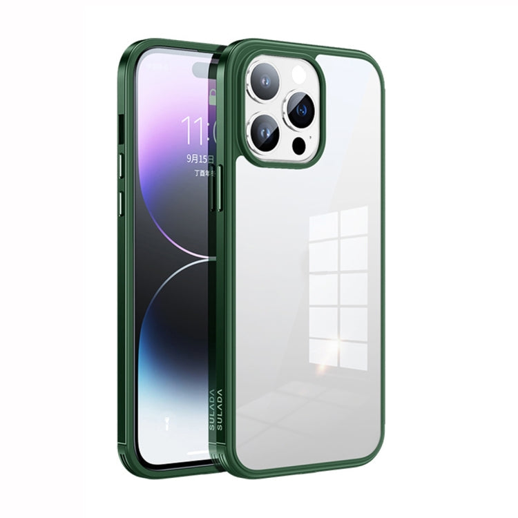 SULADA Metal Frame + Nano Glass + TPU Phone Case, For iPhone 14 Pro Max
