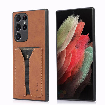 Denior DV Elastic Card PU Back Cover Phone Case, For Samsung Galaxy S22 5G, For Samsung Galaxy S22+ 5G, For Samsung Galaxy S22 Ultra 5G, For Samsung Galaxy S21 5G, For Samsung Galaxy S21+ 5G, For Samsung Galaxy S21 Ultra 5G