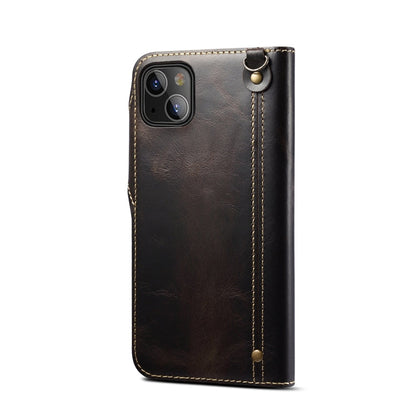 Denior Oil Wax Cowhide Magnetic Button Genuine Leather Case, For iPhone 13, For iPhone 13 mini, For iPhone 12 Pro Max, For iPhone 12 / 12 Pro, For iPhone 12 mini, For Samsung Galaxy S20