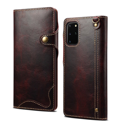 Denior Oil Wax Cowhide Magnetic Button Genuine Leather Case, For Samsung Galaxy S20+, For Samsung Galaxy S20 Ultra, For Samsung Galaxy Note20, For Samsung Galaxy Note20 Ultra, For Samsung Galaxy S21 5G, For Samsung Galaxy S21+ 5G