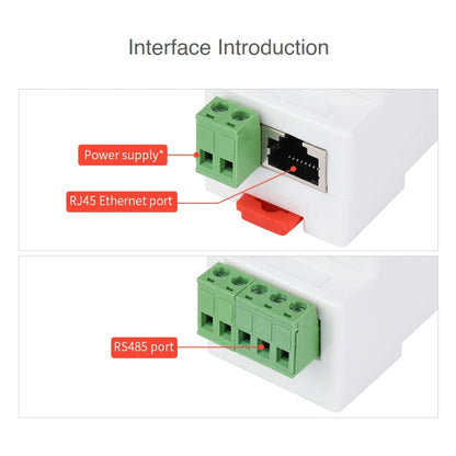 Waveshare Din Rail RS485 to RJ45 Serial Server with POE Function, 23273