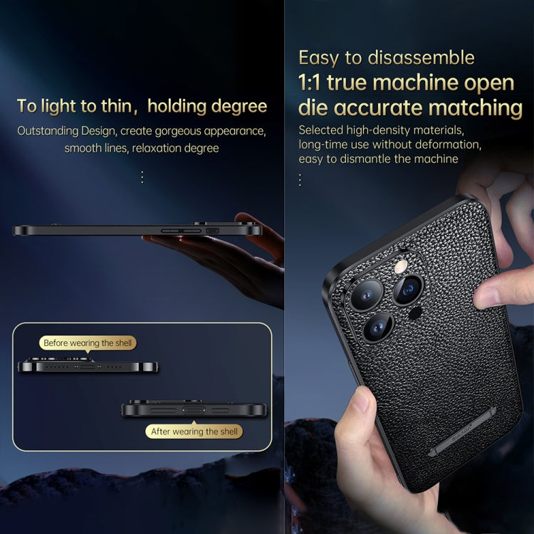 SULADA Invisible Bracket Leather Back Cover Phone Case, For iPhone 13, For iPhone 13 Pro, For iPhone 13 Pro Max
