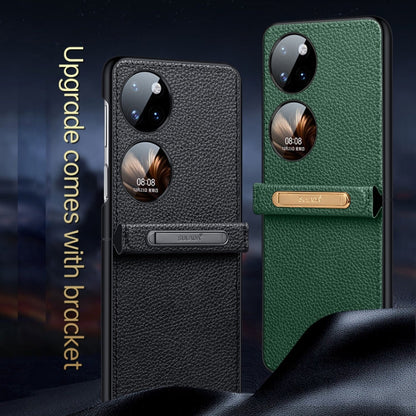 SULADA Invisible Bracket Leather Back Cover Phone Case, For Huawei P50 Pocket, For Samsung Galaxy Z Flip4, For Samsung Galaxy Z Flip3 5G