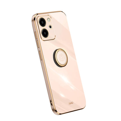 XINLI Straight Edge Electroplate TPU Phone Case with Ring, For Honor 80 SE 5G