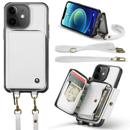 JEEHOOD C22 Series Zipper Wallet Leather Phone Case with Dual Lanyard, For iPhone 13, For iPhone 13 Pro, For iPhone 13 Pro Max, For iPhone 12