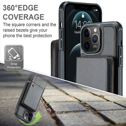 JEEHOOD C22 Series Zipper Wallet Leather Phone Case with Dual Lanyard, For iPhone 12 Pro Max, For iPhone 11, For iPhone 11 Pro, For iPhone 11 Pro Max