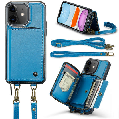 JEEHOOD C22 Series Zipper Wallet Leather Phone Case with Dual Lanyard, For iPhone 12 Pro Max, For iPhone 11, For iPhone 11 Pro, For iPhone 11 Pro Max