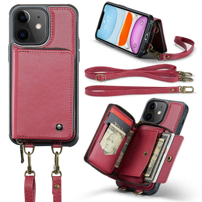 JEEHOOD C22 Series Zipper Wallet Leather Phone Case with Dual Lanyard, For iPhone 12 Pro Max, For iPhone 11, For iPhone 11 Pro, For iPhone 11 Pro Max