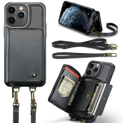 JEEHOOD C22 Series Zipper Wallet Leather Phone Case with Dual Lanyard, For iPhone 12 Pro Max, For iPhone 11, For iPhone 11 Pro, For iPhone 11 Pro Max