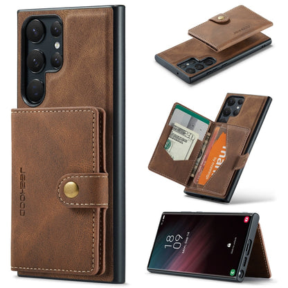 JEEHOOD Retro Magnetic Detachable Wallet Phone Case, For Samsung Galaxy S23 5G, For Samsung Galaxy S23+ 5G, For Samsung Galaxy S23 Ultra 5G