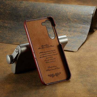 Fierre Shann Oil Wax Texture Leather Phone Case with Card Slots, For Samsung Galaxy S23 5G, For Samsung Galaxy S23+ 5G, For Samsung Galaxy S23 Ultra 5G