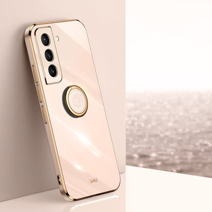 XINLI Straight Edge 6D Electroplate TPU Phone Case with Ring Holder, For Samsung Galaxy S21 5G, For Samsung Galaxy S21+ 5G, For Samsung Galaxy S21 Ultra 5G