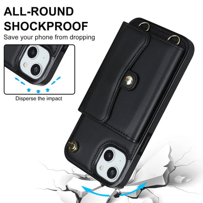 RFID Card Slot Phone Case with Long Lanyard, For iPhone 14 / 13, For iPhone 14 Plus, For iPhone 14 Pro, For iPhone 14 Pro Max