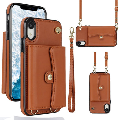 RFID Card Slot Phone Case with Long Lanyard, For iPhone XS Max, For iPhone 8 Plus / 7 Plus, For iPhone XR
