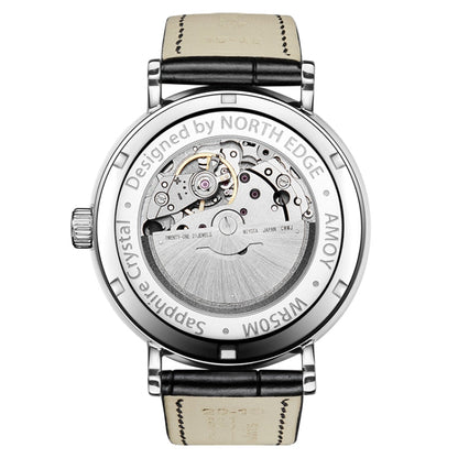 NORTH EDGE AMOY Multifunctional Business Men's Watch Waterproof Leather Mechanical Watch