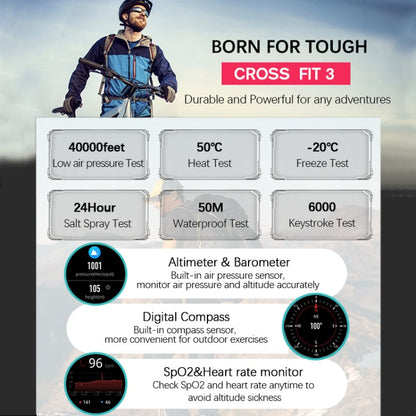 NORTH EDGE CROSS FIT3 Fashion Bluetooth Sports Smart Watch Supports Multiple Sports Modes, Sleep Monitoring, Heart Rate Monitoring